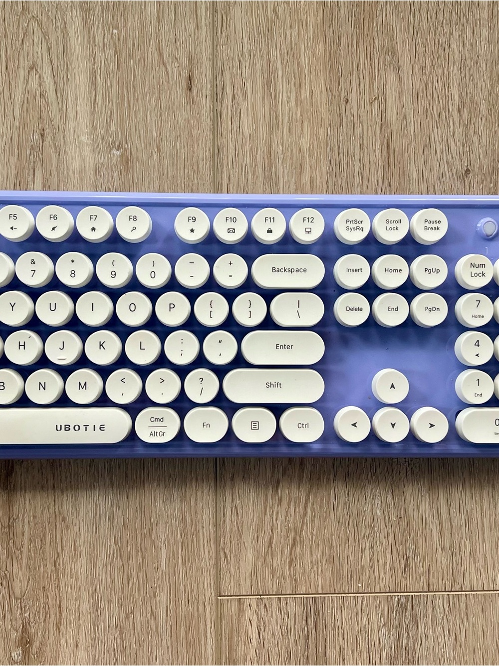 Ubotie Retro Wireless Keyboard - Purple & White